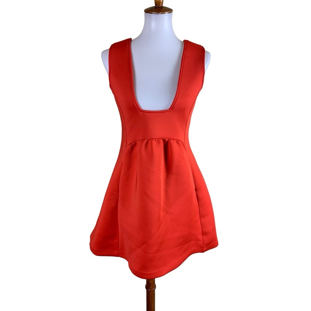 Nasty Gal Orange Fit And Flare Scuba Mini Dress XS